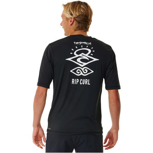 2024 Rip Curl Icons Surflite UPF Short Sleeve Rash Vest 14YMRV - Black